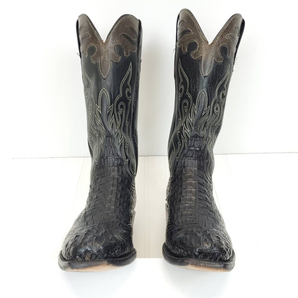 Lucchese  10D Custom Hornback Caiman Burnished Mad Dog Goat Shaft Cowboy Boots - Picture 9 of 13